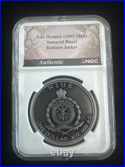 2025 Niue Samurai Dragon 1oz Silver RP70 Antiqued NGC PF70