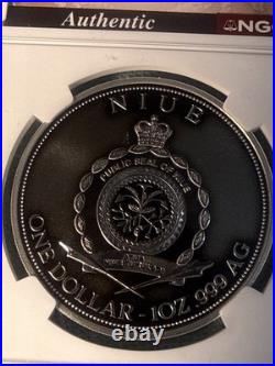 2025 Niue Samurai & Dragon Rose and Gold Gild 1 oz Silver Reverse Proof NGC PF70