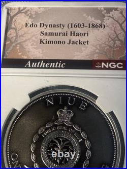 2025 Niue Samurai & Dragon Rose and Gold Gild 1 oz Silver Reverse Proof NGC PF70