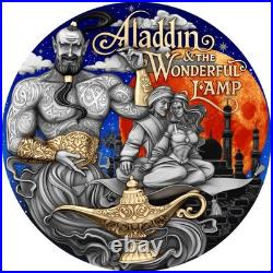 2025 Niue Stories Aladdin and the Wonderful Lamp 2 oz Silver Antiqued Coin