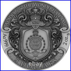 2025 Niue Stories Aladdin and the Wonderful Lamp 2 oz Silver Antiqued Coin