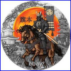 2025 Niue The Warrior's Path Hatamoto 2 oz Silver Antiqued Colorized Coin