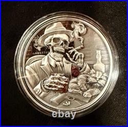2025 Republic Of Ghana. Gangster Memento Mori 1 Oz Silver. 999 Coin
