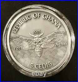 2025 Republic Of Ghana. Gangster Memento Mori 1 Oz Silver. 999 Coin