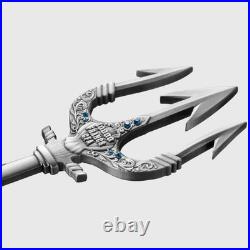 2025 Republic Tchad Poseidon Trident 2 Oz Silver Coin (Antiqued Finish)