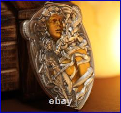 2025 Republic of Gabonaise Shield Perseus 3 oz Silver Colorized Antiqued Coin 2025 Republic of Gabonaise Shield Perseus 3 oz Silver Colorized Antiqued Coin