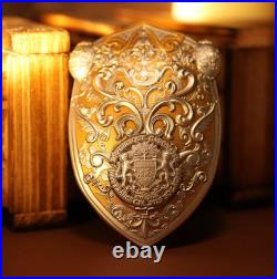 2025 Republic of Gabonaise Shield Perseus 3 oz Silver Colorized Antiqued Coin 2025 Republic of Gabonaise Shield Perseus 3 oz Silver Colorized Antiqued Coin