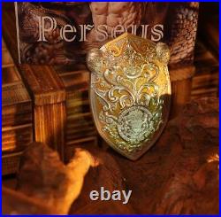 2025 Republic of Gabonaise Shield Perseus 3 oz Silver Colorized Antiqued Coin