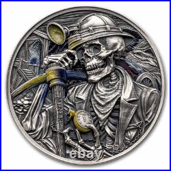 2025 Republic of Ghana 1 oz Silver Antique Memento Mori Miner