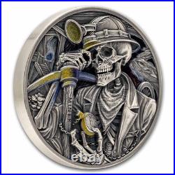 2025 Republic of Ghana 1 oz Silver Antique Memento Mori Miner