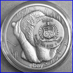 2025 SAMOA 1oz SILVER BULL & BEAR DYNAMICS ULTRA-HIGH RELIEF ANTIQUED BU COIN
