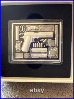 2025 Samoa Mission X M1911 Pistol 2oz. 999 Silver Coin Gold Gilded