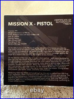2025 Samoa Mission X M1911 Pistol 2oz. 999 Silver Coin Gold Gilded