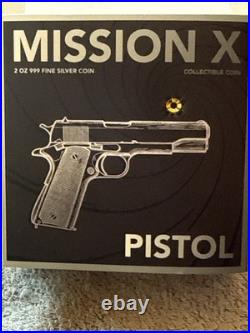2025 Samoa Mission X M1911 Pistol 2oz. 999 Silver Coin Gold Gilded