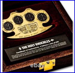 2025 Samoa The Holy Knuckles 2 oz Silver Antiqued Gilded Shaped Coin
