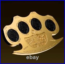 2025 Samoa The Holy Knuckles 2 oz Silver Antiqued Gilded Shaped Coin