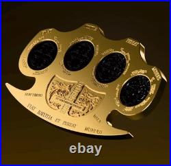2025 Samoa The Holy Knuckles 2 oz Silver Antiqued Gilded Shaped Coin