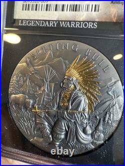 2025 Sitting Bull 2 oz High Relief Silver Antiqued & Gold Gilded NGCX MS10
