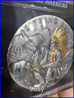 2025 Sitting Bull 2 oz High Relief Silver Antiqued & Gold Gilded NGCX MS10