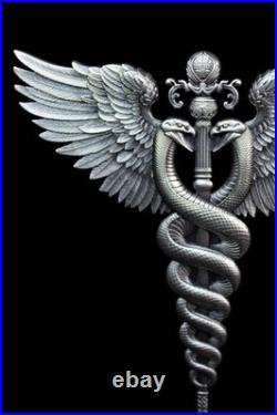 2025 South Korea Divine Weapons Winged Staff 2.5 oz Silver Antiqued Medal