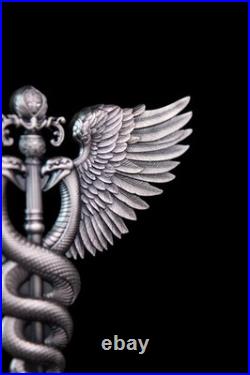 2025 South Korea Divine Weapons Winged Staff 2.5 oz Silver Antiqued Medal