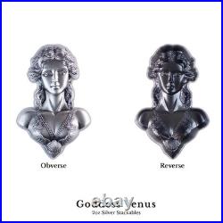 2025 South Korea The Goddesses Venus 2 oz Silver Antiqued High Relief Stacker
