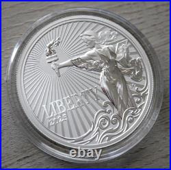 2025 UK ALDERNEY JODY CLARK LADY LIBERTY 1oz. 999 Ag ENHANCED REV PROOF HR COA