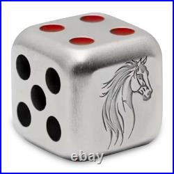 2026 1 oz Antique Fiji Silver Year of the Horse Dice Coin (Box, CoA)