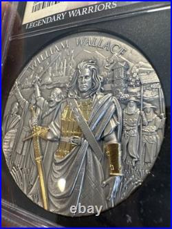 2026 $5 Niue William Wallace 2 oz High Relief Silver Antiqued and Gold NGCX MS10