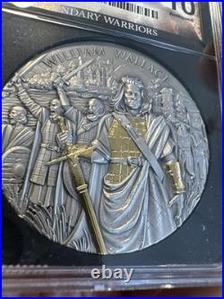 2026 $5 Niue William Wallace 2 oz High Relief Silver Antiqued and Gold NGCX MS10