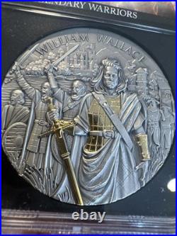 2026 $5 Niue William Wallace 2 oz High Relief Silver Antiqued and Gold NGCX MS10