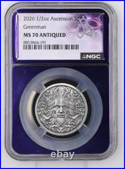 2026 ASCENSION ISLAND ANTIQUED 1/2 OZ. 999 SILVER coin Greenman Traderbea S$1
