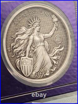 2026 Ascension Island 2oz Silver Liberty Eagle HR MS70 Antiqued TraderBea BERT