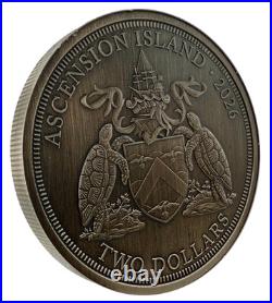 2026 Ascension Island Rogue Bison UHR Antiqued 2 Oz Silver Coin Box & COA