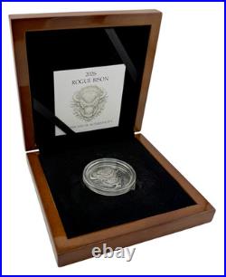 2026 Ascension Island Rogue Bison UHR Antiqued 2 Oz Silver Coin Box & COA