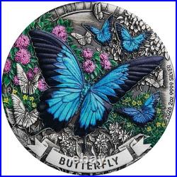2026 Australia 2 oz Silver Antiqued & Colored Ulysses Butterfly
