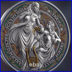 2026 Cameroon 2 oz Silver Antiqued The Nine Muses Erato and Polyhymnia
