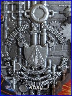 2026 Cameroon 2oz Steampunk Mech Antlers Antiqued. 999 Silver Blue UV Effect #11