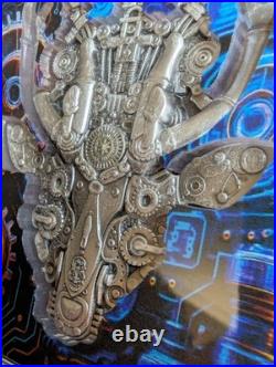 2026 Cameroon 2oz Steampunk Mech Antlers Antiqued. 999 Silver Blue UV Effect #11