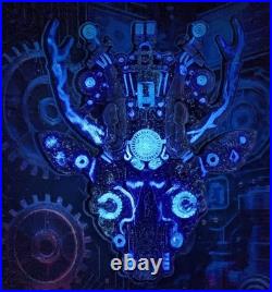 2026 Cameroon 2oz Steampunk Mech Antlers Antiqued. 999 Silver Blue UV Effect #11