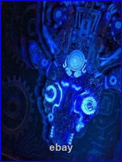 2026 Cameroon 2oz Steampunk Mech Antlers Antiqued. 999 Silver Blue UV Effect #11