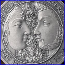 2026 Cameroon Kama Sutra III Moments of Love 1 oz Antique finish Silver Coin