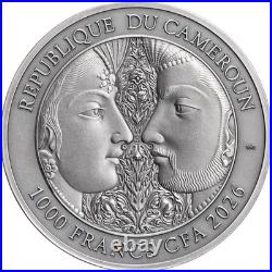 2026 Cameroon Kama Sutra III Moments of Love 1 oz Antique finish Silver Coin