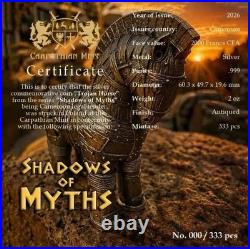 2026 Cameroon Shadows of Myths Trojan Horse 2 oz Silver Antiqued 3D Shaped Coin