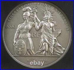2026 France 25 Euro LIBERTAS AMERICANA 2 Oz Silver NGC MS 70 ANTIQUED FDOI