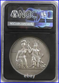 2026 France 25 Euro LIBERTAS AMERICANA 2 Oz Silver NGC MS 70 ANTIQUED FDOI