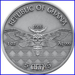2026 Ghana Pilot Memento Mori 1 oz Antique finish Silver Coin