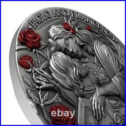 2026 Liberia 2 oz Silver Antiqued & Colored Paolo ir Francesca