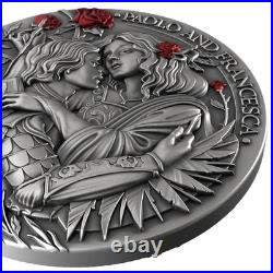 2026 Liberia 2 oz Silver Antiqued & Colored Paolo ir Francesca