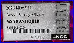 2026 Niue Aussie Sausage Sizzle Fine Silver Coin MS70 Antiqued Colorized 1 of 50